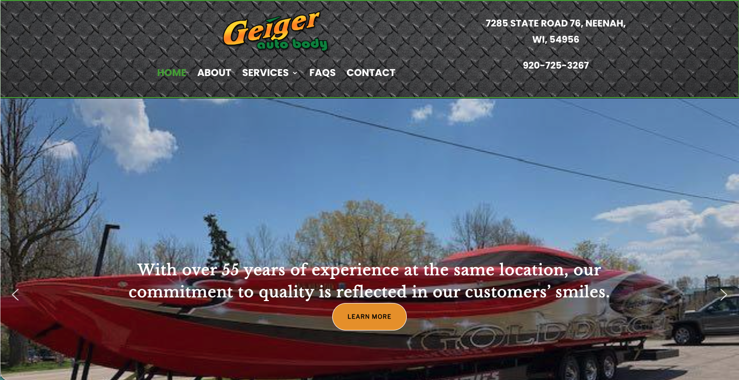 Geiger Auto Body website design project