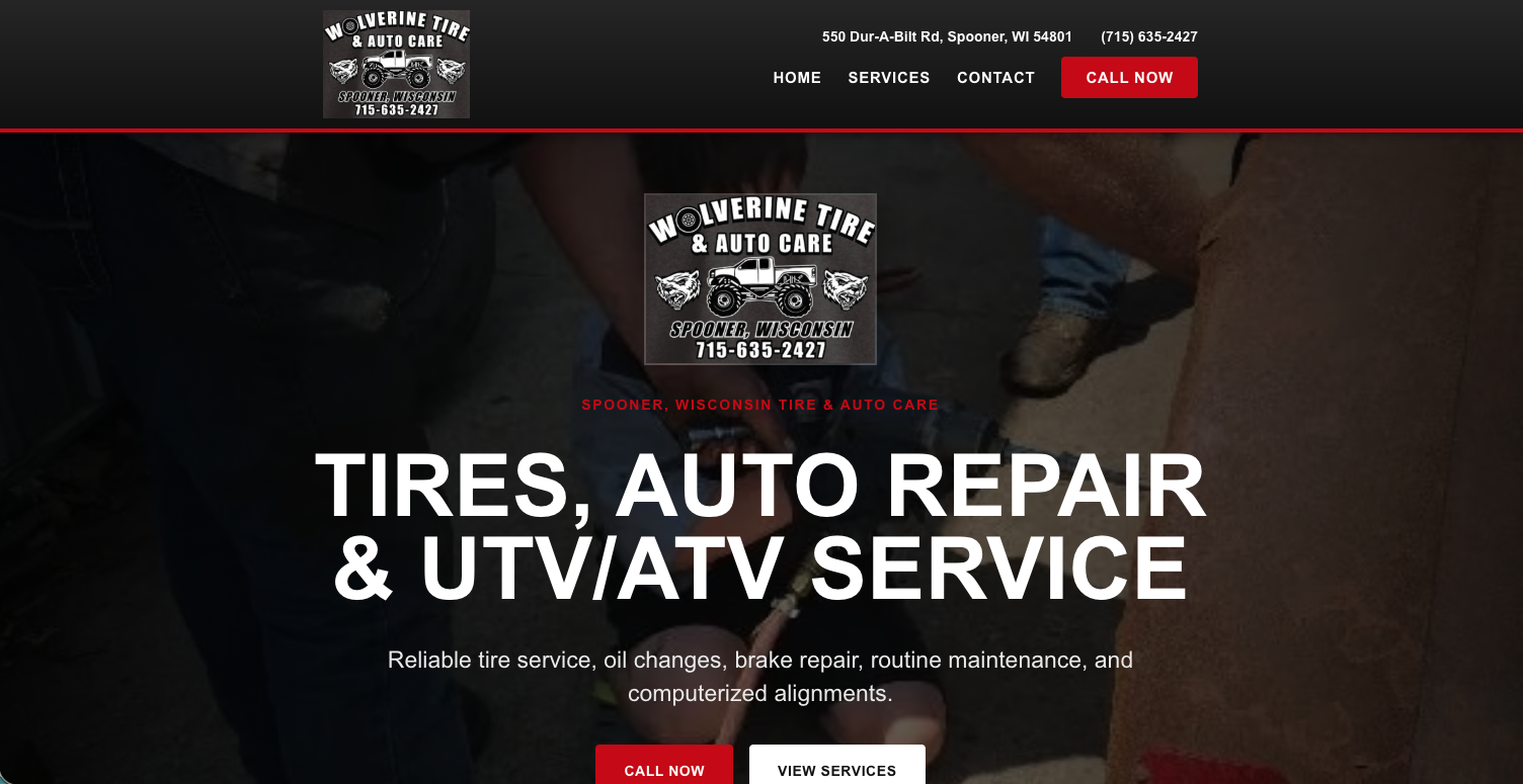 Wolverine Tire and Autocare website design project
